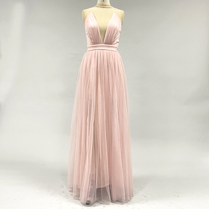Kdg Peach Color Sexy Sleeveless Backless <strong>Maroon</strong> Satin V Neck Lace Tulle Sling Blue Pink Burgundy Long Wedding <strong>Bridesmaid</strong> <strong>Dresses</strong> - Product Image 5