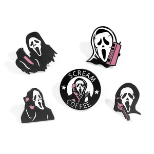 Broche créative personnalisée électroplaquée, style euro-américain, à l'effigie de personnages de dessins animés et de films TV, thème <span class=keywords><strong>Scream</strong></span>, drôle et sombre - Product Image 5
