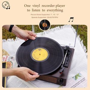 Tocadiscos de Vinilo Portátil Retro Vintage de Madera con Altavoz <span class=keywords><strong>Hi</strong></span>-<span class=keywords><strong>Fi</strong></span> Integrado, Bluetooth 5.0+ Tipo-C, Reproductor de LP - Product Image 5