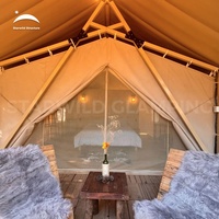 Tente de glamping de luxe de haute qualité pour l'extérieur, tente de camping pour hôtel-resort avec salle de bain, grand gazebo