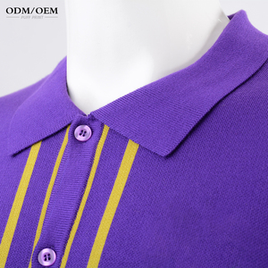 T-shirts en coton tricoté jacquard personnalisés OEM, manches courtes, coupe classique, été, surdimensionnés, tricot crocheté pour homme - Product Image 3