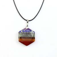 Collier en cristal hexagonal naturel, pendentif en pierres précieuses 7 chakras, bijoux spirituels de guérison pour femmes et filles