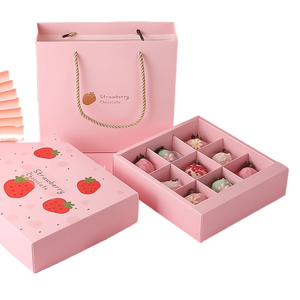 Boîte à biscuits en papier kraft, boîte à cupcakes carrée, emballage pour 9 mini gâteaux sucrés, bonbons, mariage, avec fenêtre - Product Image 1