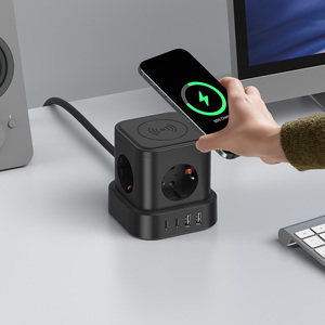 Cube điện EU tiêu chuẩn bộ chuyển đổi tháp 5 AC cửa hàng 4 <span class=keywords><strong>USB</strong></span> Bộ sạc mở rộng ổ cắm 4 <span class=keywords><strong>USB</strong></span> đầu ra với bộ sạc không dây - Product Image 4