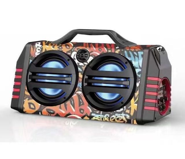 Deluxe Hot Selling Double 8inch Wooden blue tooth Speaker With Handle .