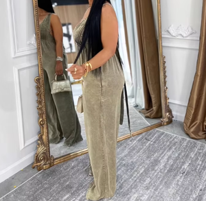 Mono Vaquero Sexy para Mujer Viviblook Z407JP03, Nuevo Mono Holgado sin Mangas con Espalda Descubierta en Color Sólido - Product Image 2