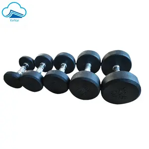 Equipo de gimnasio con mancuernas de 2,5 kg a 50kg, conjunto de mancuernas redondas de goma negras con mancuernas, conjunto ecológico