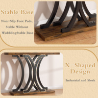 Table console à pieds courbes en forme de X avec plateau en bois rustique épais, base stable, table étroite pour entrée, salon, couloir