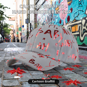 Cartoon Graffiti Letter Puff Printing Hand Embroidery 6-Panel Baseball Cap Street Fashion Unisex customized cap - Product Image 2