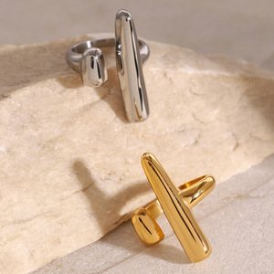 Geometric Minimalist <b>Open</b> <b>Ring</b> 18k Gold Stainless Steel Unisex Fashion Jewelry Gift - Product Image 2