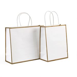 Customized Eco-Friendly Waterproof <b>Biodegradable</b> Recyclable Hand-held Length Handle Clothing Kraft Paper Gift Bag Custom Logo - Product Image 1