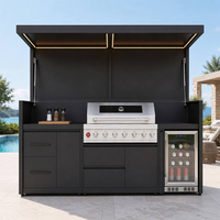 YOUYA Cuisine modulaire pliable d'extérieur en acier inoxydable 304 résistant à la chaleur avec couvercle hydraulique