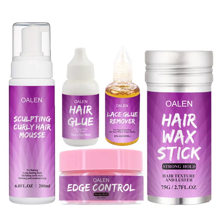 Private Label Hair Wax Stick Organic Mousse And Lace Glue And Glue Remove Strong Hold Hair Extension Kit
