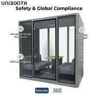 UNIBOOTH Moderno y Ergonómico, 32dB ISO 23351 Clase A, ASTM-E84 Ignífugo, Instalación Rápida en 30 Minutos, Cabina Acústica para Oficina Abierta o Biblioteca, Venta al Por Mayor