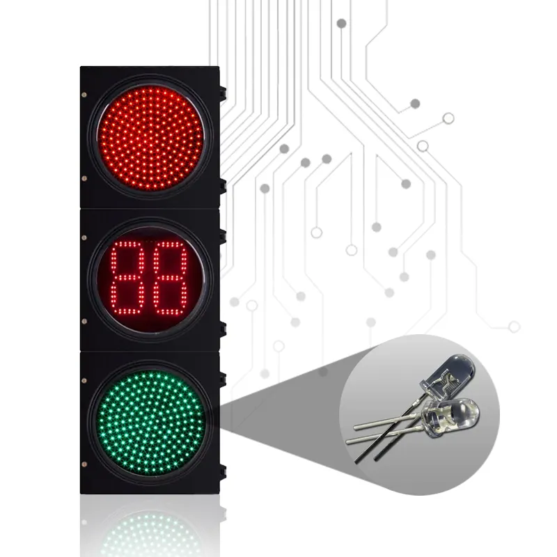 Tín hiệu giao thông nhấp nháy đèn tín hiệu giao thông 300mm với đồng hồ đếm ngược