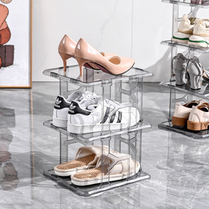 Nouveau style nordique simple support à chaussures multifonctionnel empilable pliable étagère de rangement de chaussures <span class=keywords><strong>bricolage</strong></span> vitrine de chaussures en <span class=keywords><strong>plastique</strong></span> - Product Image 4