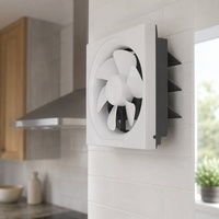 Ventilateur d'extraction mural pour cuisine et salle de bain, 10 pouces, 60 dB, faible bruit, 40W, économe en énergie, design à persiennes carrées blanches, facile à installer