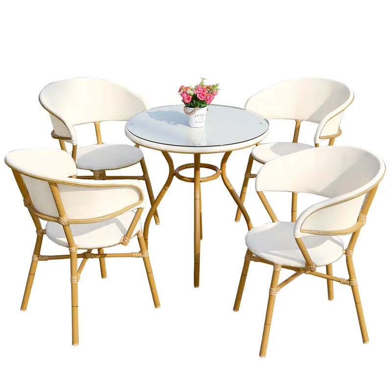 UPTOP Anpassbares Gartenmöbel-Set für den Außenbereich Stapelbares PVC-Material Wicker Woven Dining Chair Kunststoff-Rattan-Sessel