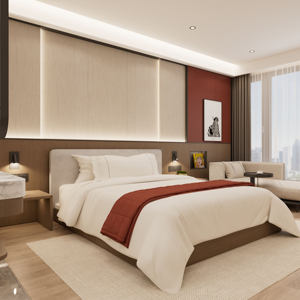 Juego de Muebles de Dormitorio de Hotel Moderno de Tamaño Personalizado, Habitación Doble Estándar Completa, Fabricado con Paneles de Madera, Directo de Fábrica - Product Image 2