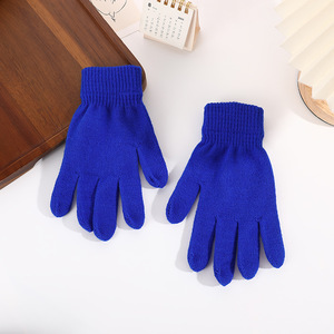 Gants unisexes pour adultes à prix de gros, gants d'hiver chauds et épais en tricot personnalisés, gants bleus et violets unis pour hommes et femmes - Product Image 4