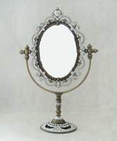 Miroir oscillant de table en alliage métallique ovale bordeaux en laiton vintage simple face pour la décoration intérieure de la maison cadeaux