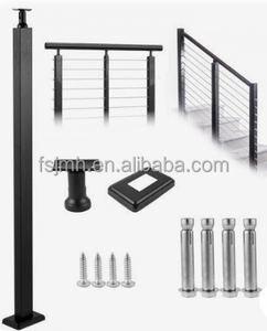 Poteau de garde-corps en fil noir mat SUS pour pont extérieur Escaliers de conception simple Système de garde-corps de câble en tube carré <span class=keywords><strong>Alu</strong></span> <span class=keywords><strong>Balustrade</strong></span> - Product Image 3