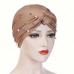 Ever-Changing Beaded Cotton Fashion Multifunction <b>Hijab</b> <b>Caps</b> High Quality Low Price Women Turban Hats for Muslims - Product Image 2