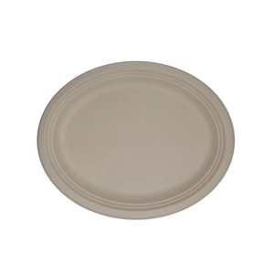 12.5x10 inch lớn hình bầu dục bã mía tấm Heavy Duty compostable khay thức ăn cho phục vụ FDA/LFGB/BRC chứng nhận nhà hàng cắm trại - Product Image 1