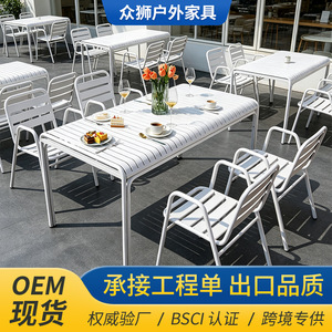 Conjunto de Muebles de Jardín de Aluminio para Exteriores, 6 Plazas, Resistente a la Intemperie, Muebles de Patio Minimalistas para Terraza - Product Image 2