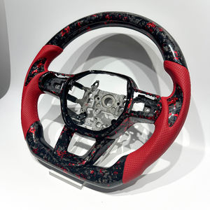 Volant en cuir perforé rouge avec fibre de carbone forgée rouge pour Honda Civic 11e génération CR-V 6e génération Pièces de voiture Livraison directe Sport - Product Image 4