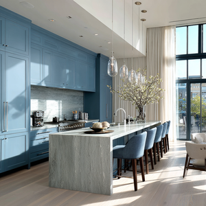 Armoires de cuisine sur mesure avec portes shaker, style <span class=keywords><strong>Hamptons</strong></span> et rangement îlot, fabriquées sur commande pour projets d'aménagement intérieur personnalisés - Product Image 6