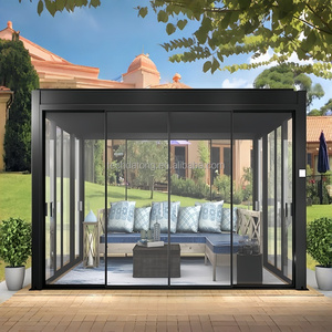 Porte coulissante intelligente en verre sans cadre en PVC, construction moderne en alliage d'aluminium, isolation thermique, capteur automatique intérieur/extérieur - Product Image 1