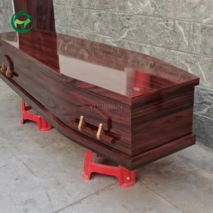 オーストラリアE0接着剤MDF HDFチップボード用OEM工場のヨーロッパ成人葬儀用光沢棺レッドウッド紙ベニヤ英国棺 - Product Image 3