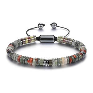 Pulsera de piedra de Ábaco de sangre de dragón Natural para hombres y mujeres, pulsera trenzada con cierre de Metal ajustable con cuentas, regalo - Product Image 1