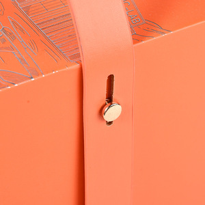 Boîte cadeau orange pour communications optiques, en carton ondulé, avec couvercle à rabat et poignée, pour l'emballage de gâteaux de lune - Product Image 3