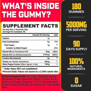 OEM/ODM Marque privée Gummies pré-entraînement à la créatine Créatine monohydrate Créatine à mâcher pour homme Suppléments de musculation Culturistes - Product Image 2