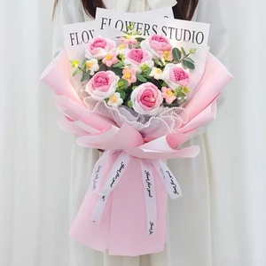 Bouquet di Fiori Lavorati a Mano per <span class=keywords><strong>San</strong></span> <span class=keywords><strong>Valentino</strong></span> e Festa della Mamma 2026, Regalo Creativo con Rose all'Uncinetto - Product Image 2