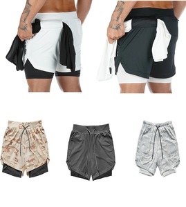 Nouveaux pantalons de sport de plein air décontractés pour hommes taille haute respirant multi-poches Double couche Shorts séchage rapide cordon de serrage - Product Image 6
