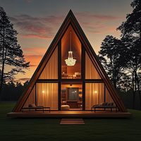 Villa préfabriquée moderne en acier léger de forme triangulaire à 2 chambres, sur mesure, pour maisons modulaires de luxe, design de dôme de glamping