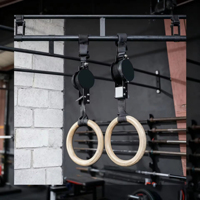 Anneaux de gymnastique en bois Yx pour entraînement de fitness à corps libre, avec sangles numérotées réglables pour tractions et exercices