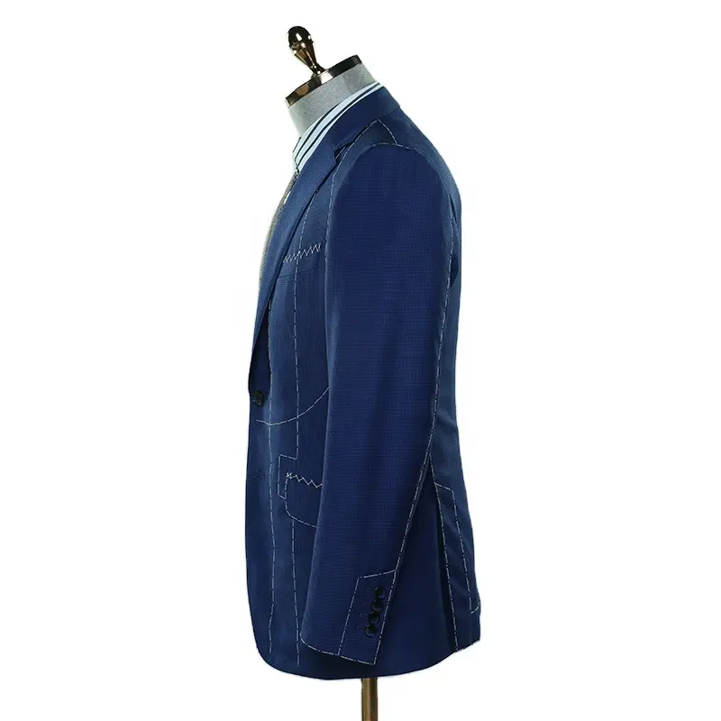 صنع في الصين الرجال الأزرق قماش بدلات 100% المواد الصوف فريدة من نوعها تصميم كامل قماش يناسب البدلة المصممة
