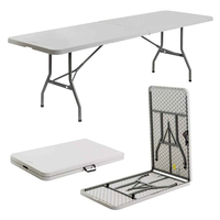 Table pliante longue en plastique robuste de 2,4 m (8 pieds) pour 12 personnes, idéale pour les mariages, banquets, fêtes et événements – Prix de gros