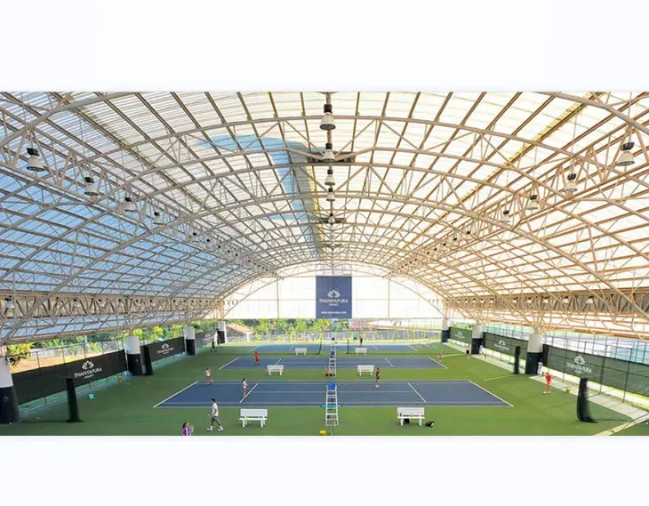 Изысканная сборная конструкция крыши для внутреннего стадиона, стальная рама, структура крыши для спортзала