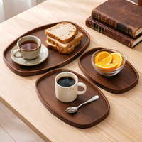 Plateau en bambou et noyer, style moderne et minimaliste, sans poignées, pour la maison, le café, le petit-déjeuner, les collations