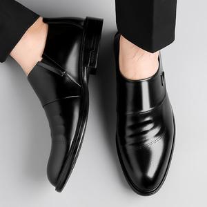 Men's Leather <b>Dress</b> Shoes Pointed Toe Oxfords Anti Slip Wedding Formal Wear Black Soft Sole - Product Image 2