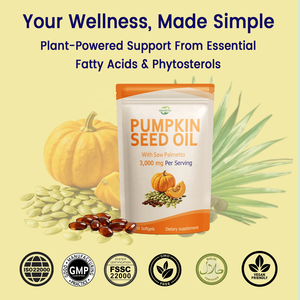Aceite de Semilla de Calabaza Haccp OEM ODM, 3000 Mg por Porción, 300 Cápsulas Blandas, Suplemento Dietético con Saw Palmetto - Product Image 3