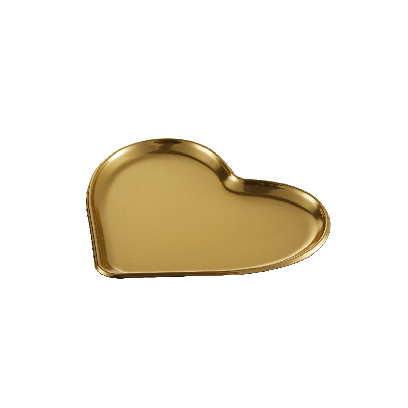 Tableware Set Wholesale Custom Logo 7 Inch/9 Inch/10 Inch Heart-Shaped Round Hotel Tray Plate Disposable Plastic Gold Dish