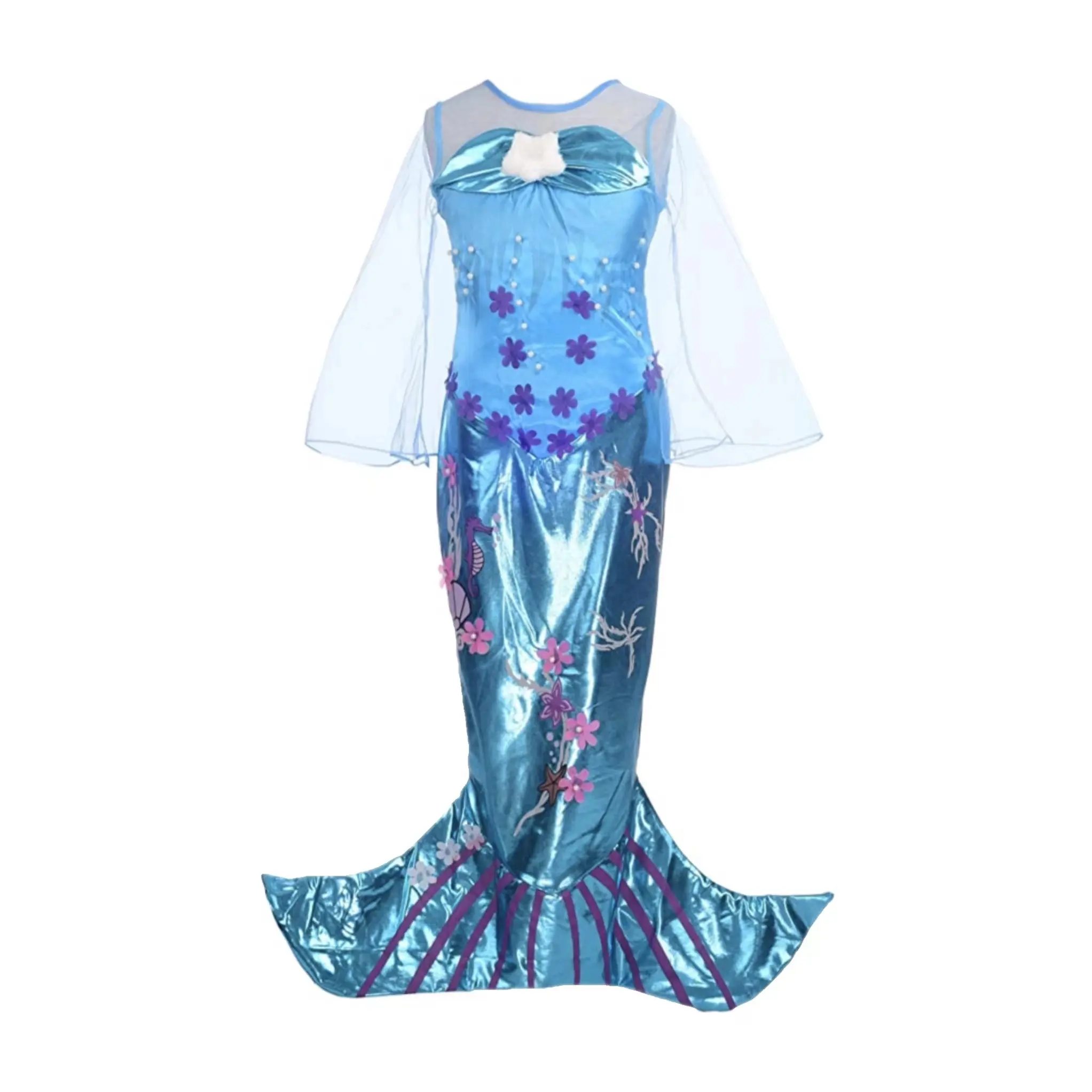 Mermaid Summer Girl Dress Halloween Party Princess Ariel Cosplay Costume Hot Sale Trailing Dress Beach Photo Clothes