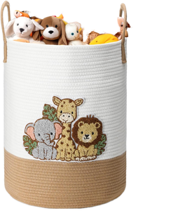 Panier de rangement en tissu à imprimé animal mignon avec poignées pour le rangement des jouets des enfants - Product Image 1
