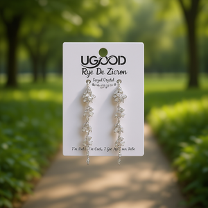 Pendientes colgantes de cristal UGood con diseño de flor chapados en rodio para mujer, joyería estética para salidas informales - Product Image 2